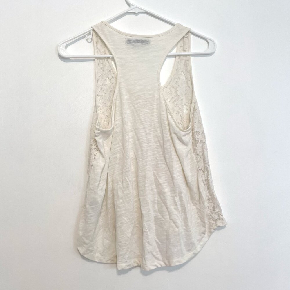 FOREVER 21 White Floral Lace Front / Solid Back Mixed Media Twee Racerback Tank - Picture 12 of 15
